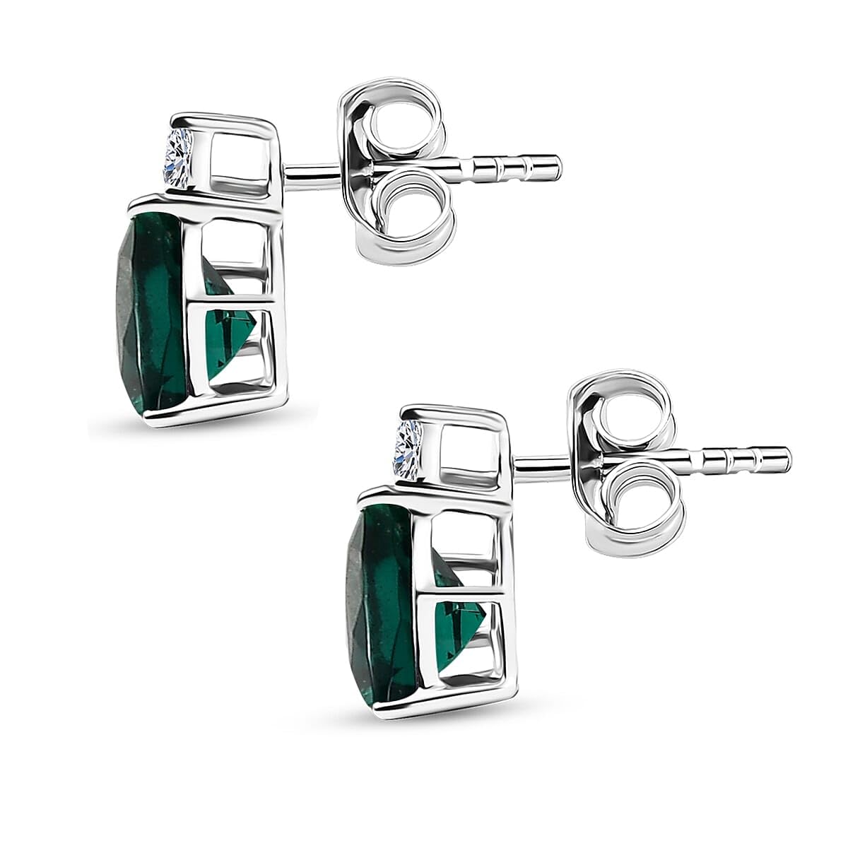 AAA Luxuriant Lab Grown Emerald and G-H SI Lab Grown Diamond 2.30 ctw Earrings in 10K White Gold Christmas Gifts - Image 2