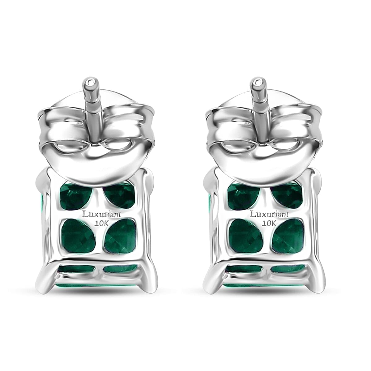 AAA Luxuriant Lab Grown Emerald and G-H SI Lab Grown Diamond 1.92 ctw Earrings in 10K White Gold Christmas Gifts - Image 3