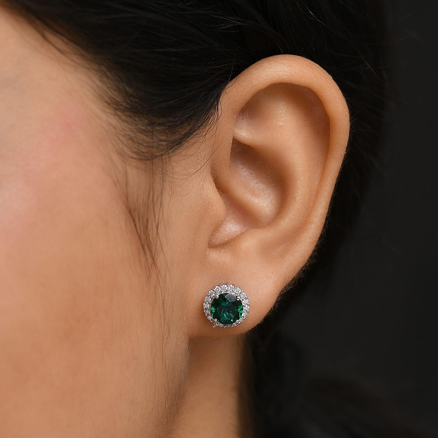 AAA Luxuriant Lab Grown Emerald and Lab Grown Diamond 2.48 ctw Earrings in 10K White Gold Christmas Gifts - Image 3