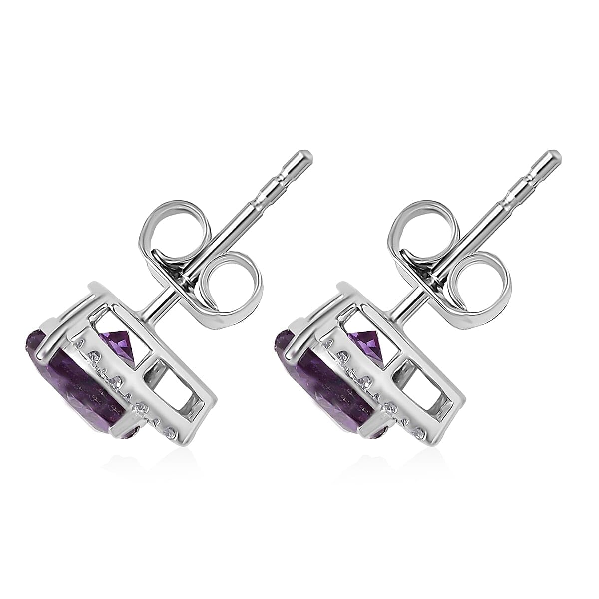 AAA Luxuriant Lab Grown Purple Sapphire and G-H SI Lab Grown Diamond 4.22 ctw Earrings in 10K White Gold Christmas Gifts - Image 3