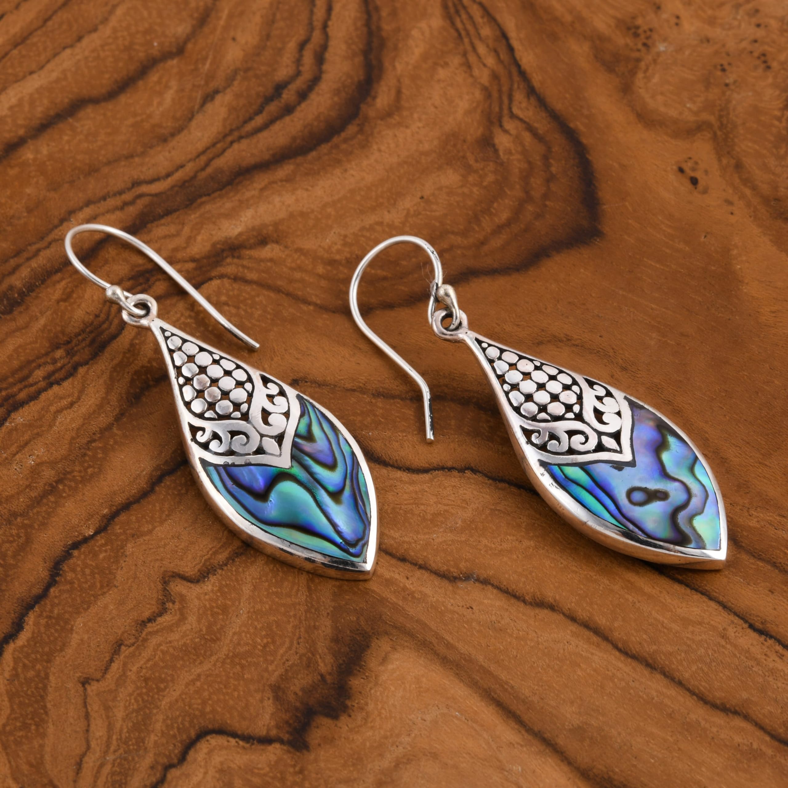 Abalone Earrings for Women in 925 Sterling Silver - Beach Boho Unique Earrings - Costume Jewelry Anniversary Birthday Christmas Gifts - Image 2