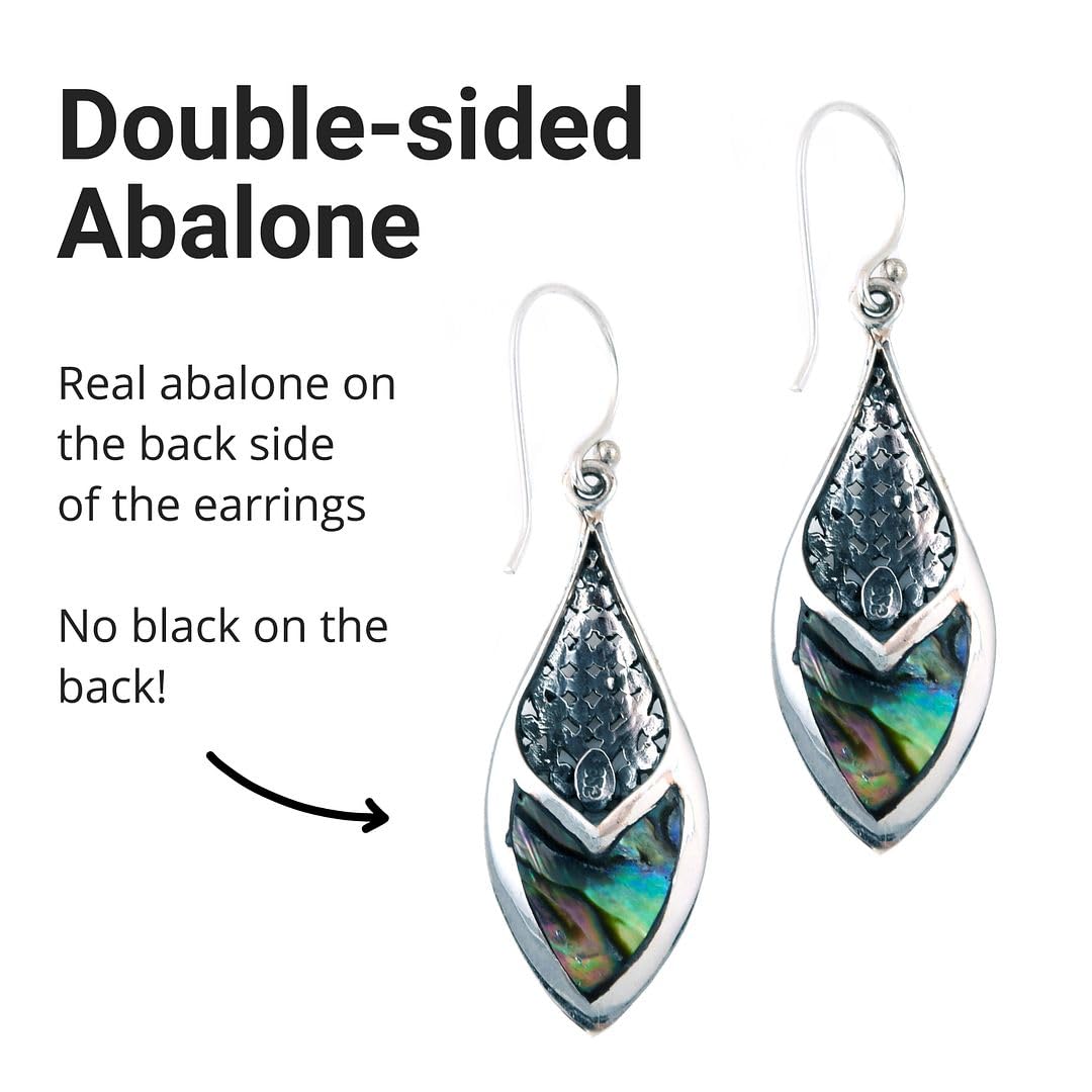 Abalone Earrings for Women in 925 Sterling Silver - Beach Boho Unique Earrings - Costume Jewelry Anniversary Birthday Christmas Gifts - Image 5