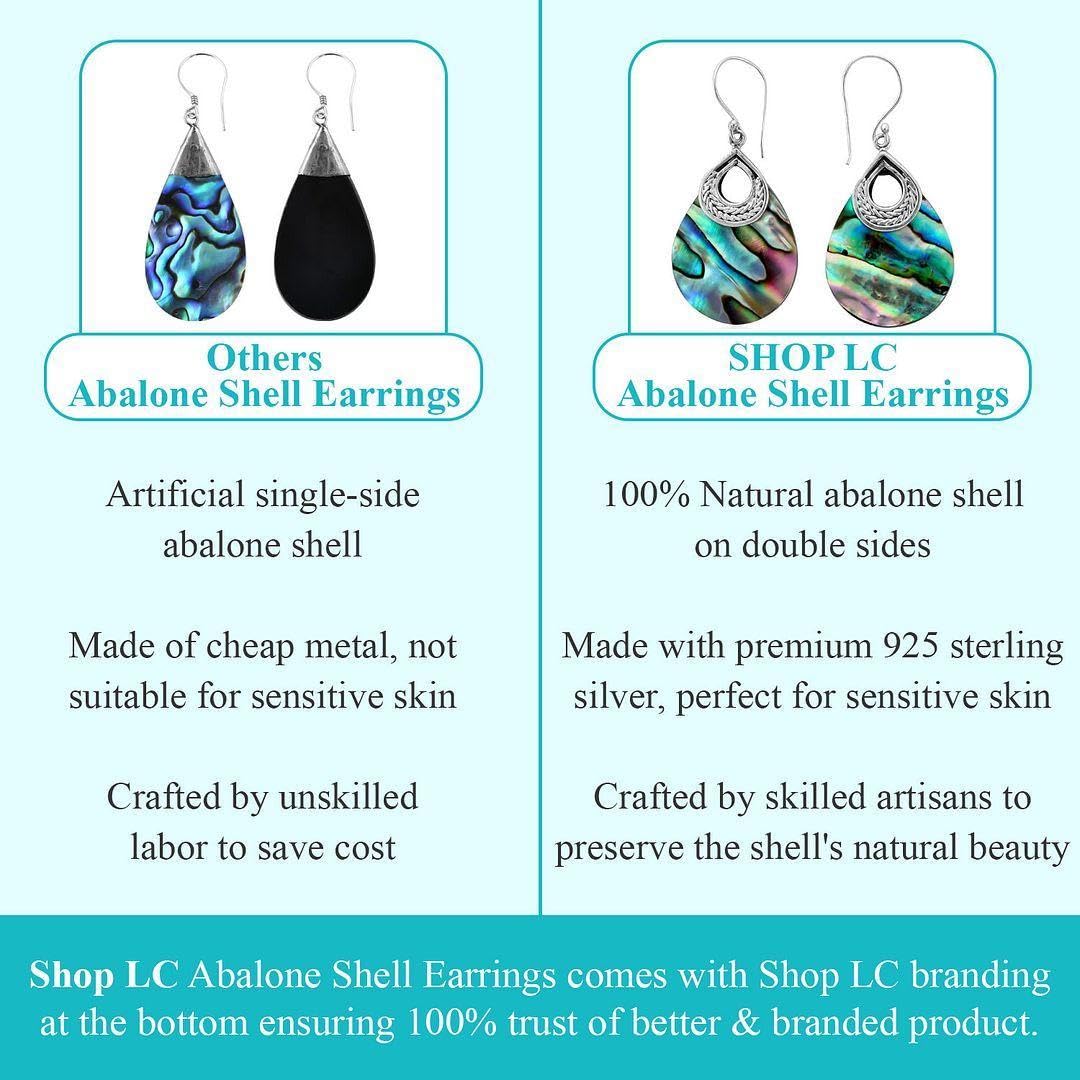 Abalone Shell 925 Sterling Silver Dangle Drop Earrings Jewelry Birthday Christmas Gifts for Women - Image 4