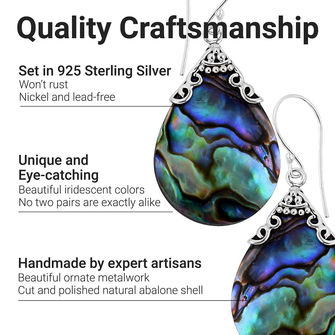 Abalone Shell 925 Sterling Silver Dangle Drop Earrings Jewelry Birthday Christmas Gifts for Women - Image 3