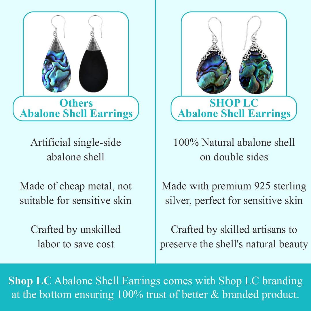 Abalone Shell 925 Sterling Silver Dangle Drop Earrings Jewelry Birthday Christmas Gifts for Women - Image 4