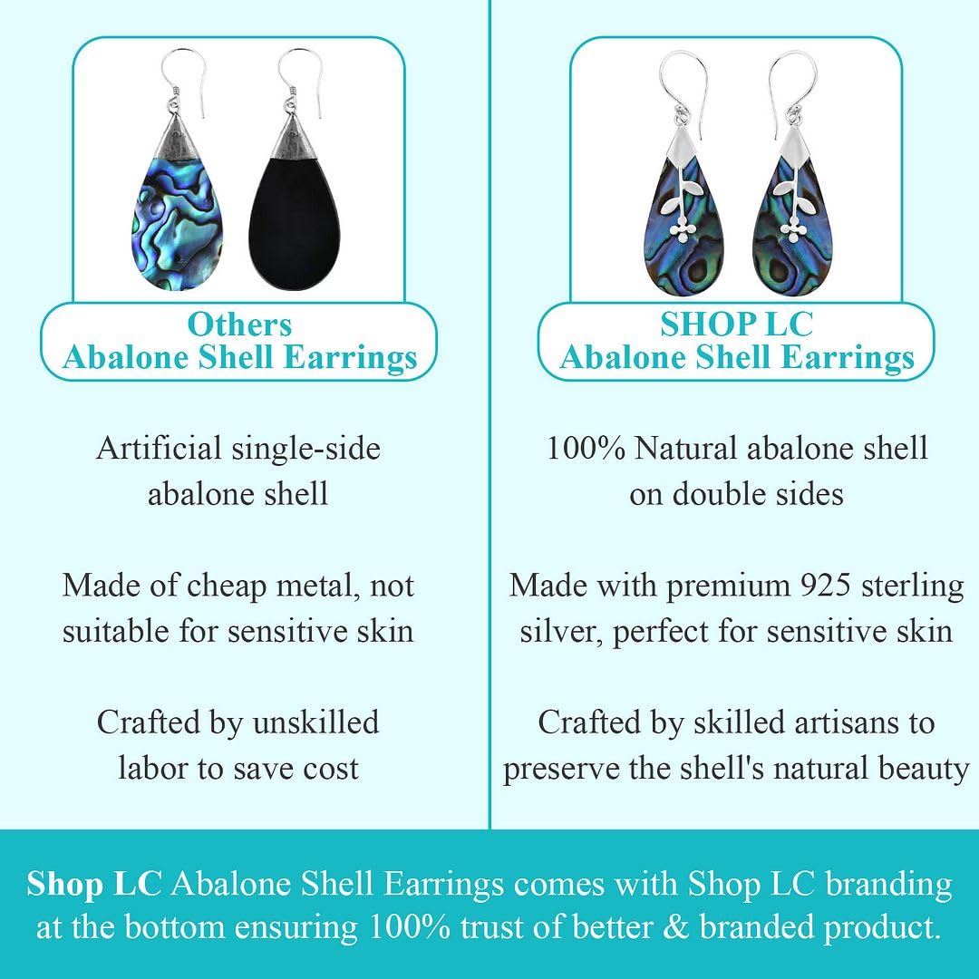 Abalone Shell 925 Sterling Silver Leaf Dangle Drop Earrings for Women Jewelry Ct 0.02 Birthday Christmas Gifts for Women - Image 4