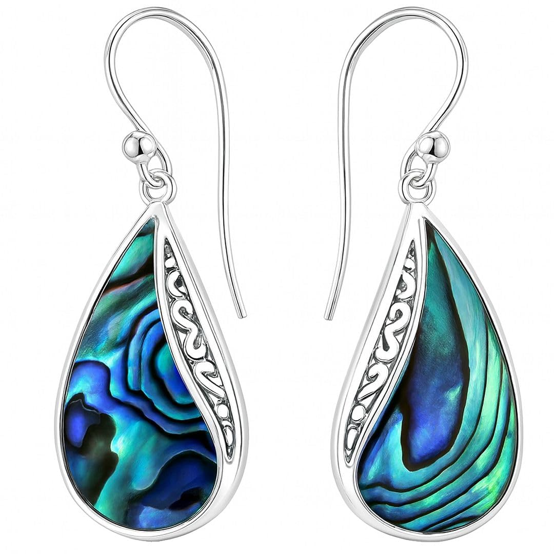 Abalone Shell Dangle Earrings for Women 925 Sterling Silver - Fashionable Beach Abalone Earrings - Boho Jewelry Gifts