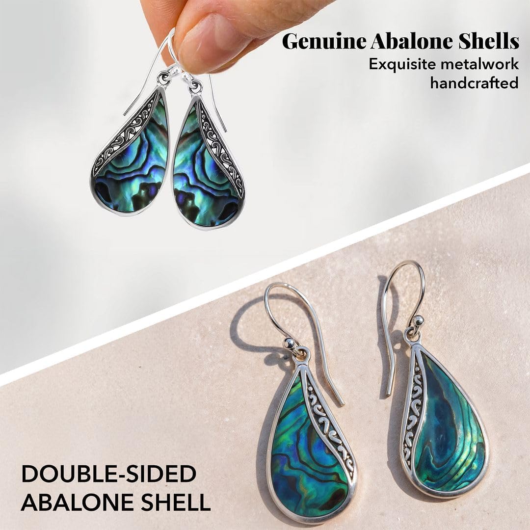 Abalone Shell Dangle Earrings for Women 925 Sterling Silver - Fashionable Beach Abalone Earrings - Boho Jewelry Gifts - Image 4