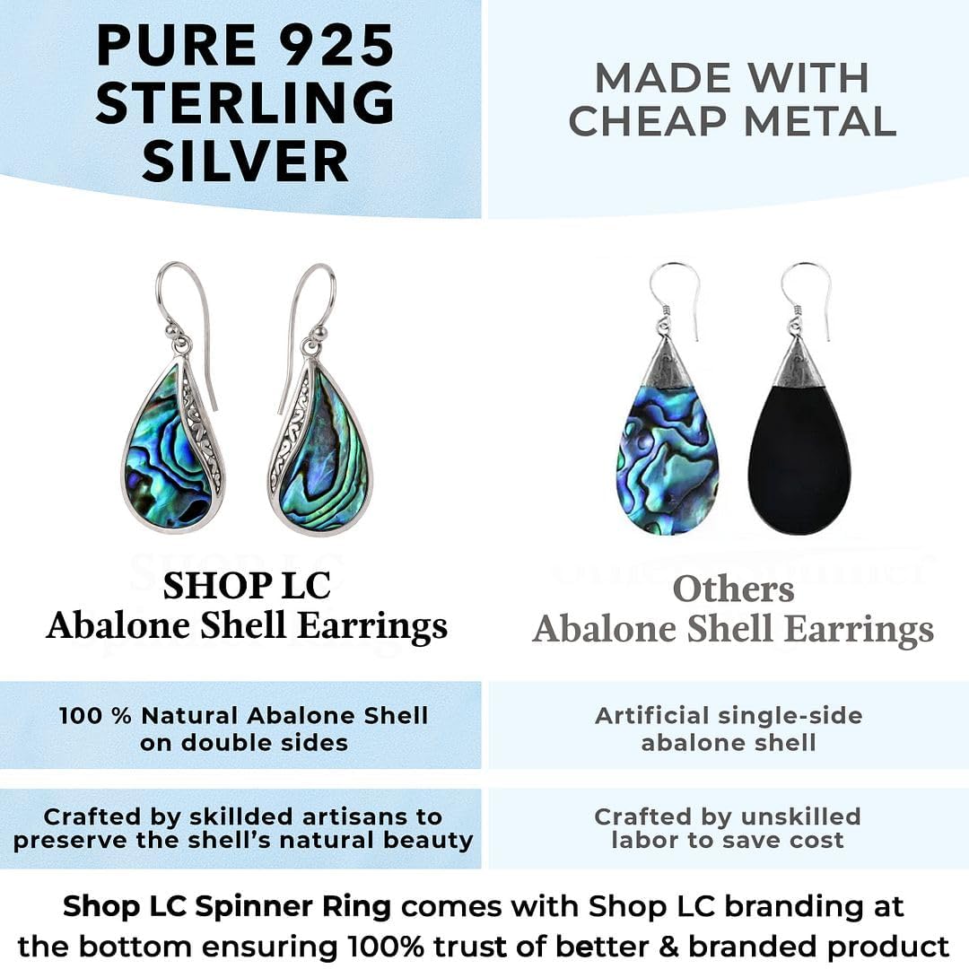 Abalone Shell Dangle Earrings for Women 925 Sterling Silver - Fashionable Beach Abalone Earrings - Boho Jewelry Gifts - Image 6