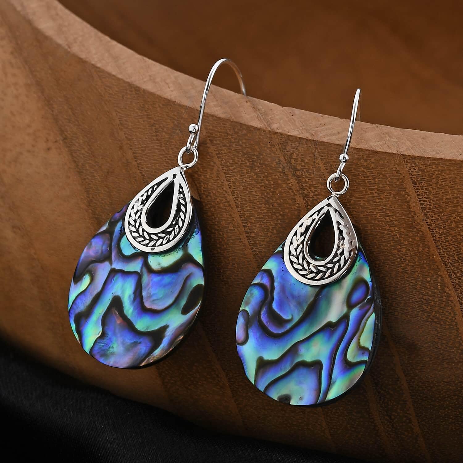 Abalone Shell Dangle Earrings for Women Sterling Silver 925 - Unique Vintage Beach Boho Earrings - Costume Jewelry Anniversary Birthday Christmas Gifts for Womens - Image 2