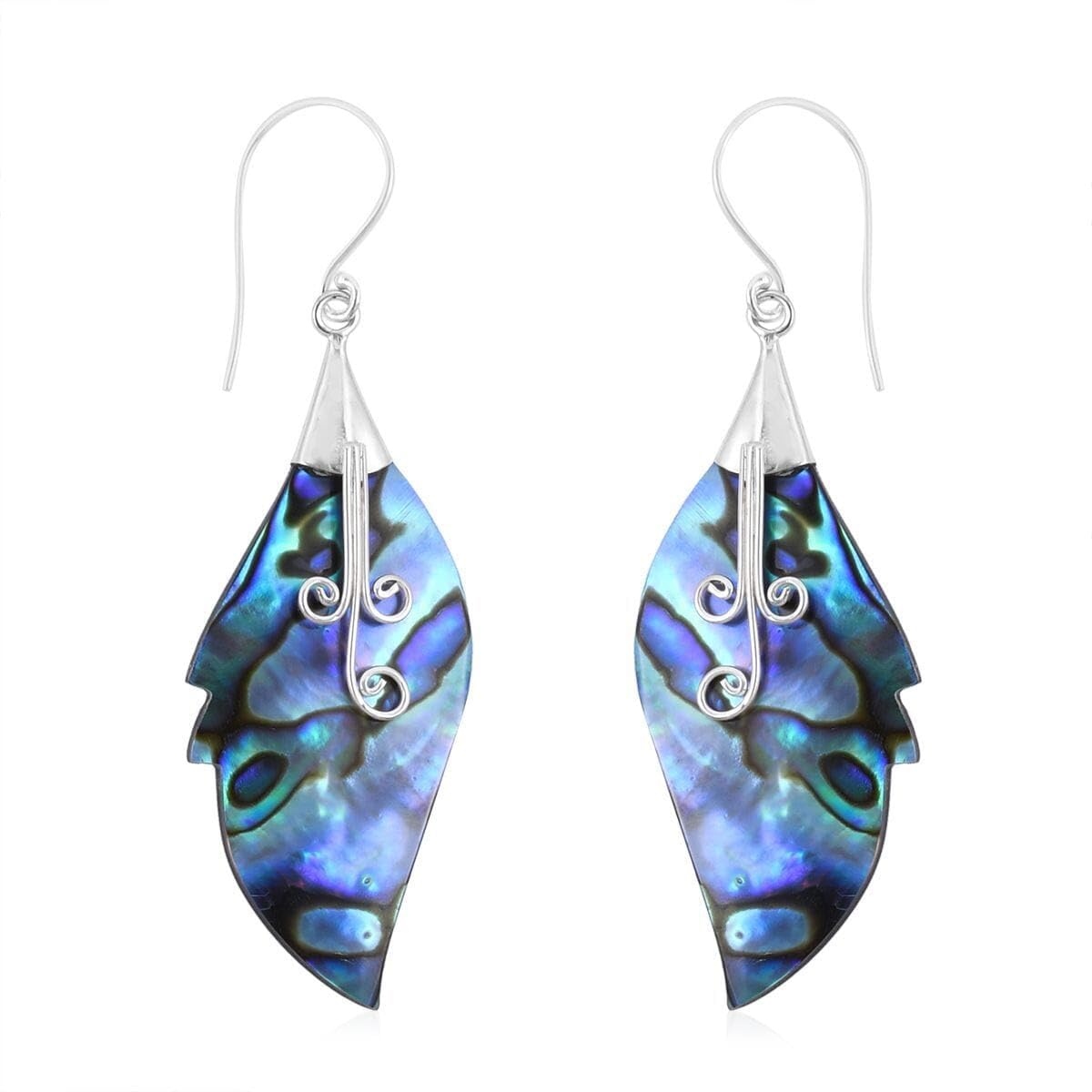 Abalone Shell Peacock Earrings Women's in 925 Sterling Silver - Beach Boho Unique Costume Jewelry Anniversary Birthday Christmas Gifts