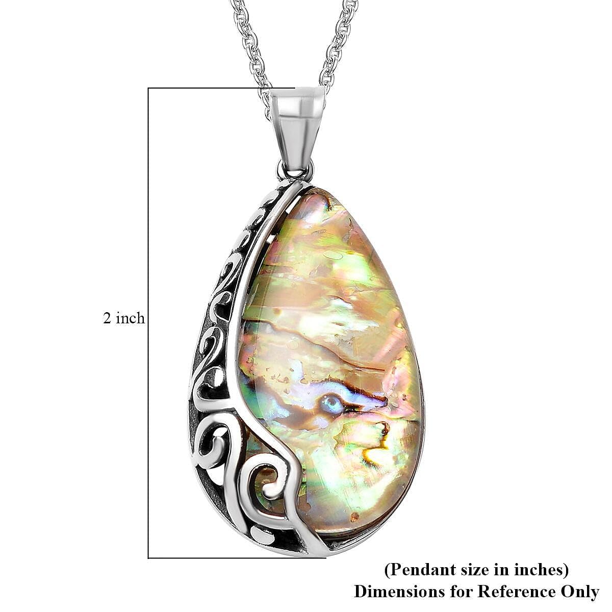 Abalone Shell Pendant Necklace for Women with Black Oxidized Stainless Steel Chain 20" - Abalone Boho Beachy Costume Jewelry for Women - Engagement Anniversary Wedding Birthday Christmas Gifts - Image 6