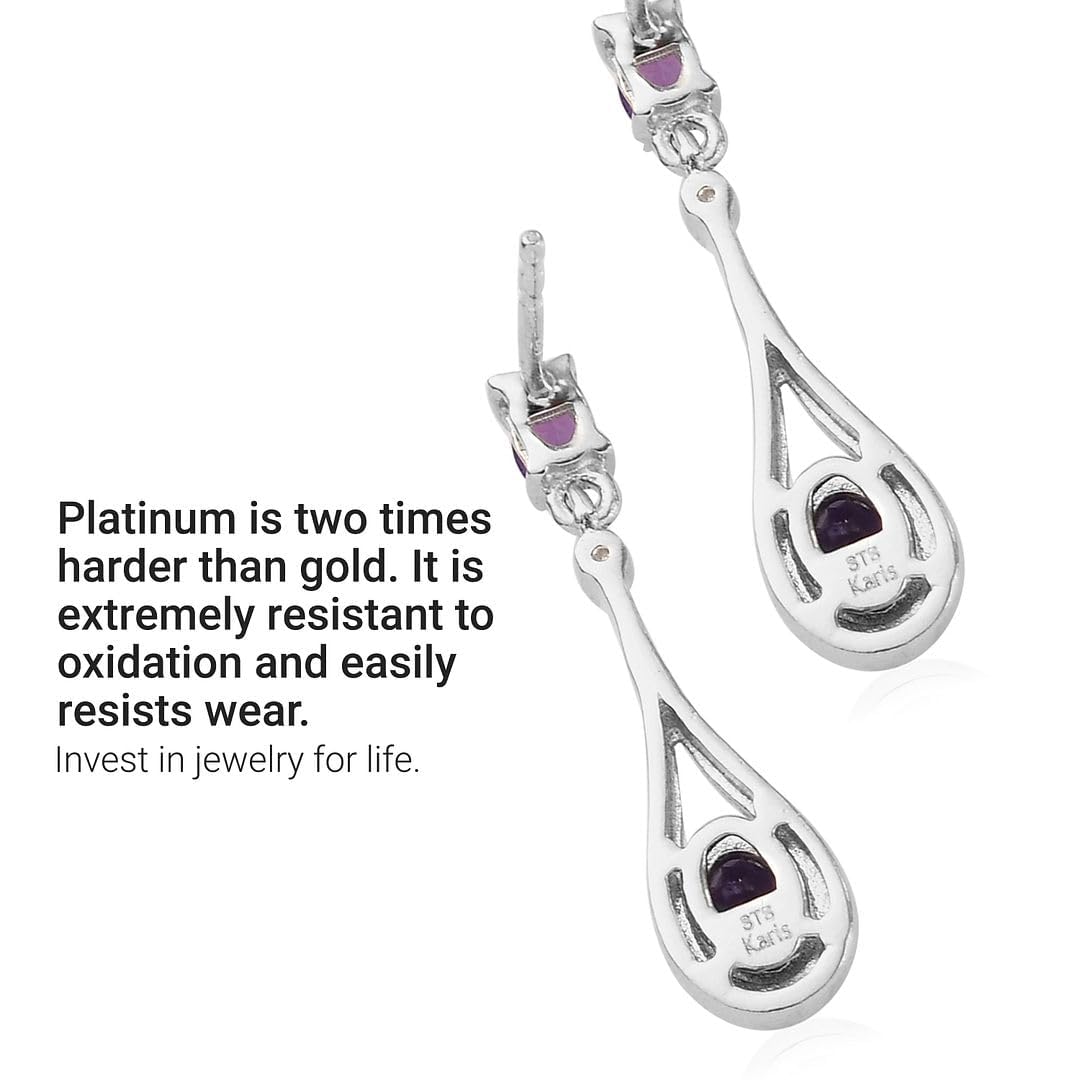 Amethyst Earrings - Platinum Plated Dangle Earrings for Women - February Birthstone Drop Costume Jewelry for Women Birthday Christmas Gifts - Image 5