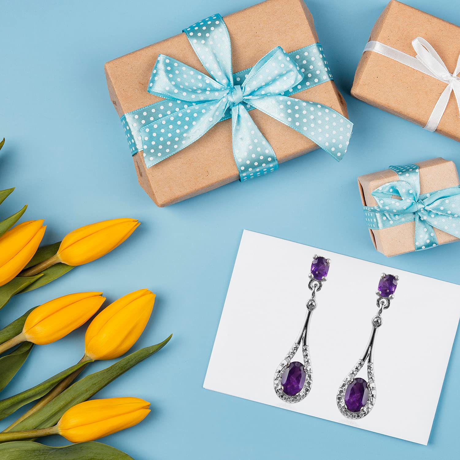 Amethyst Earrings - Platinum Plated Dangle Earrings for Women - February Birthstone Drop Costume Jewelry for Women Birthday Christmas Gifts - Image 7