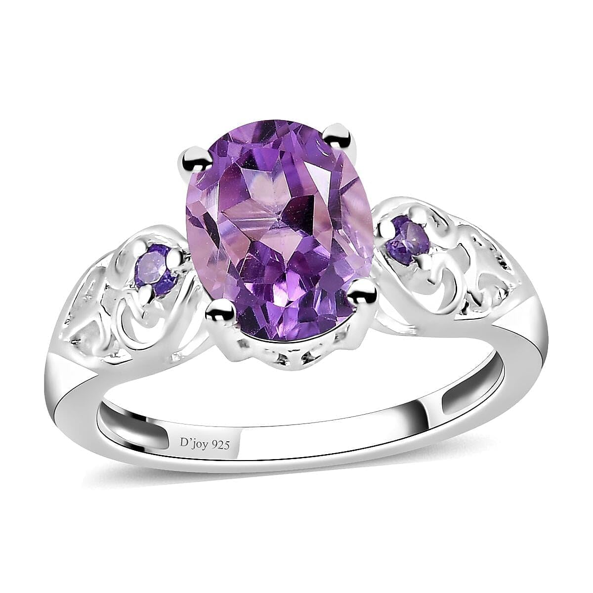 Amethyst Rings for Women in 925 Sterling Silver Amethyst Rings - Cubic Zirconia CZ Crystal - Engagement Jewelry for Women - Ctw 1.85 - Birthday Anniversary Weddings Gifts for Womens