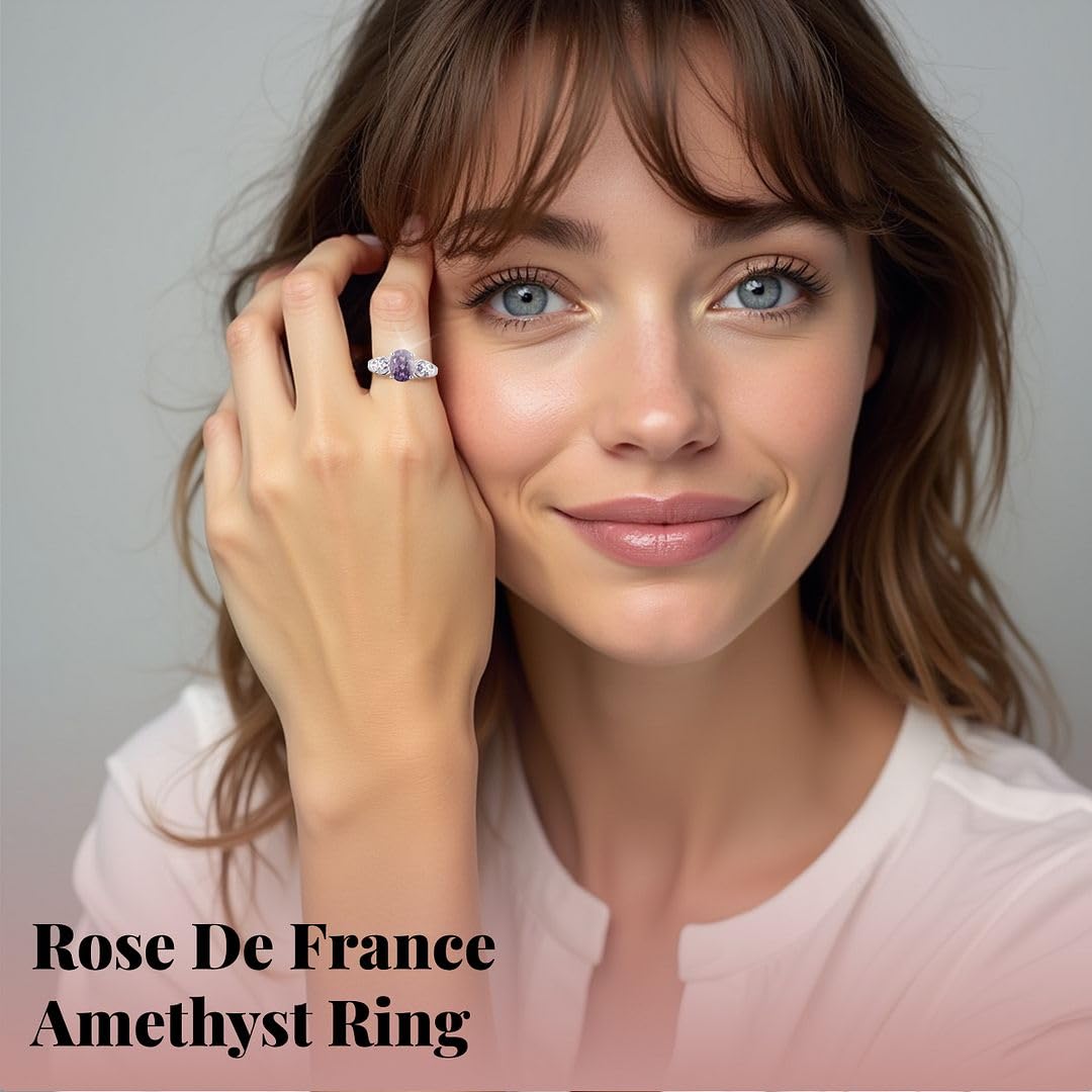 Amethyst Rings for Women in 925 Sterling Silver Amethyst Rings - Cubic Zirconia CZ Crystal - Engagement Jewelry for Women - Ctw 1.85 - Birthday Anniversary Weddings Gifts for Womens - Image 4