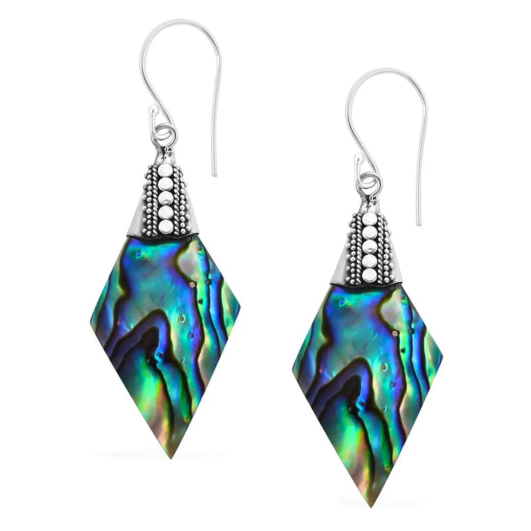 BALI LEGACY 925 Sterling Silver Abalone Shell Dangle Drop Earrings Stylish Fashion Beach Jewelry Unique Women Costume Jewelry for Women Birthday Christmas Gifts