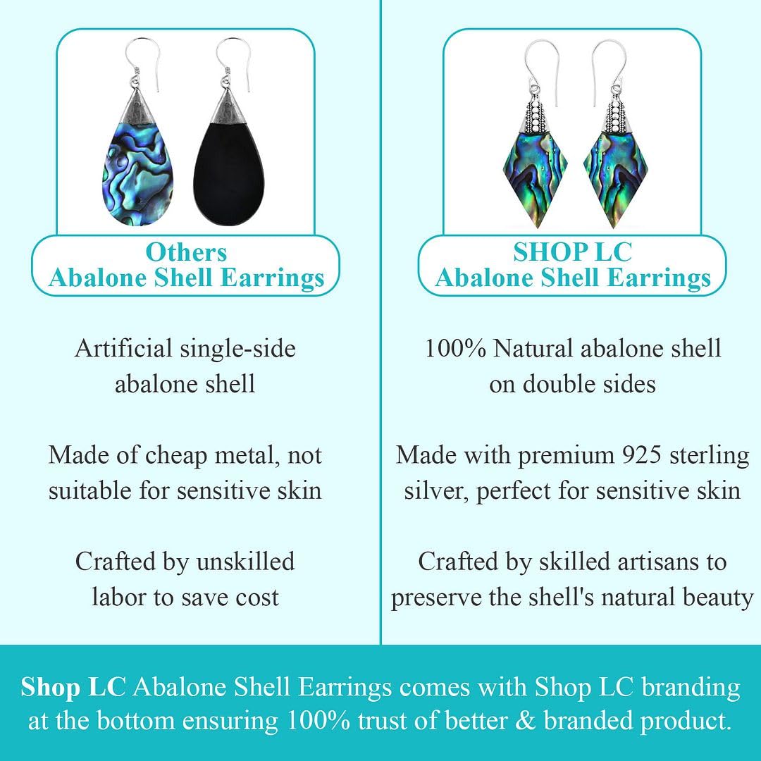 BALI LEGACY 925 Sterling Silver Abalone Shell Dangle Drop Earrings Stylish Fashion Beach Jewelry Unique Women Costume Jewelry for Women Birthday Christmas Gifts - Image 4