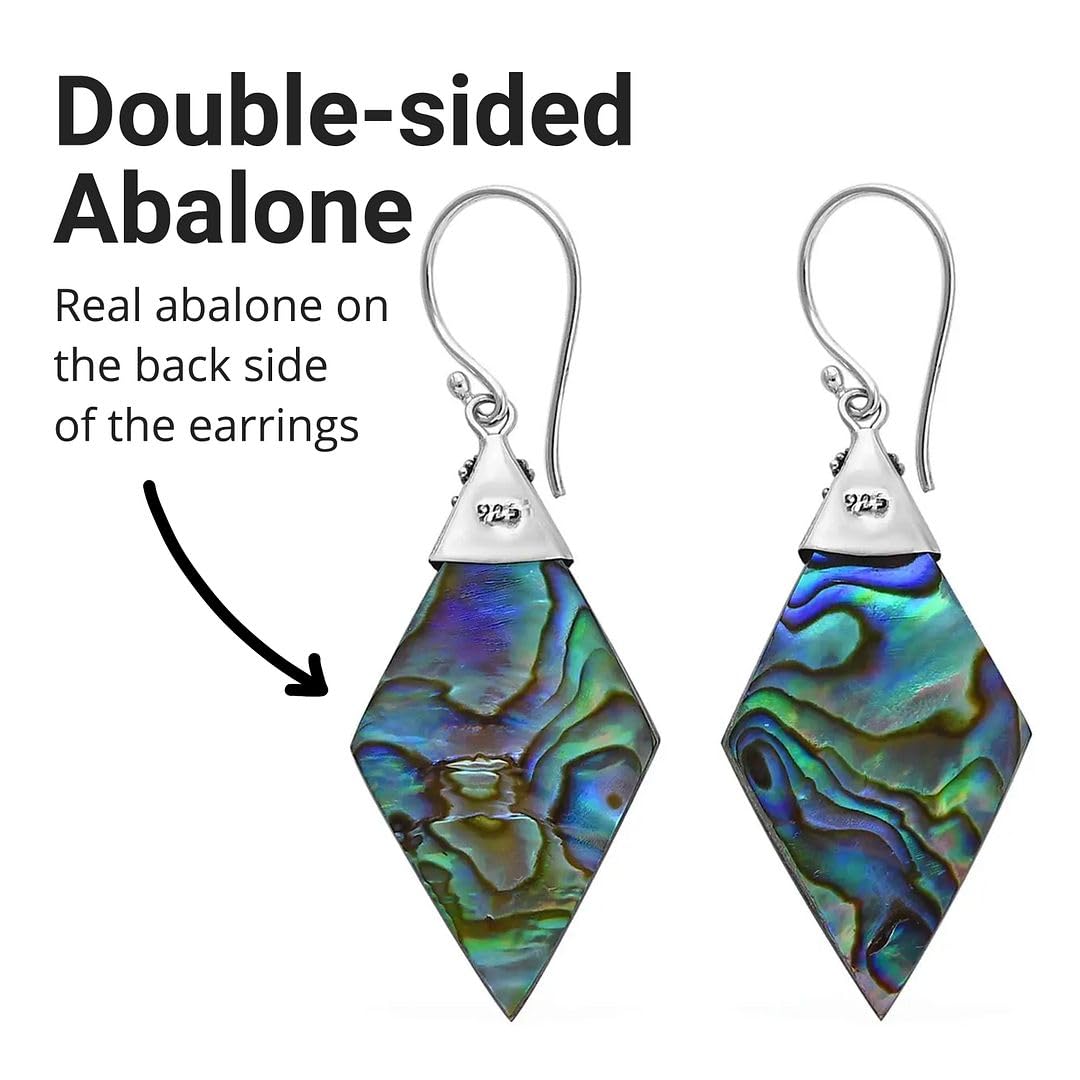 BALI LEGACY 925 Sterling Silver Abalone Shell Dangle Drop Earrings Stylish Fashion Beach Jewelry Unique Women Costume Jewelry for Women Birthday Christmas Gifts - Image 5