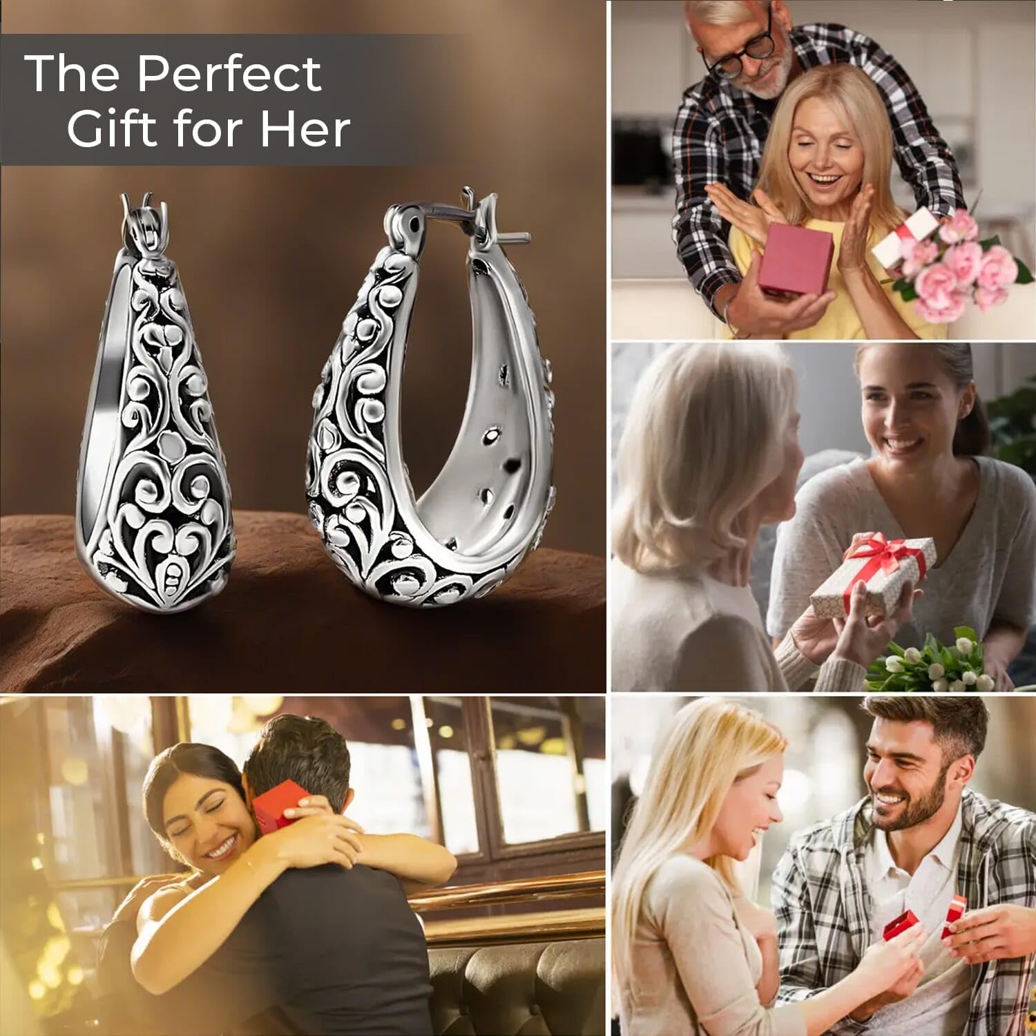 Basket Hoop Earrings 925 Sterling Silver 8.37 G for Women Jewelry Birthday Christmas Gifts for Women - Image 4