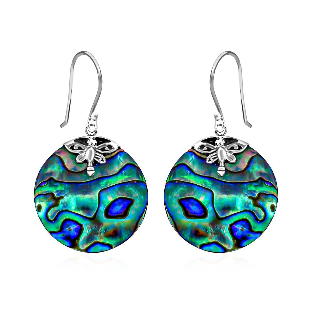 Beach Earrings for Women in 925 Sterling Silver - Unique Abalone Costume Vintage Jewelry Birthday Gifts Birthday Christmas Gifts