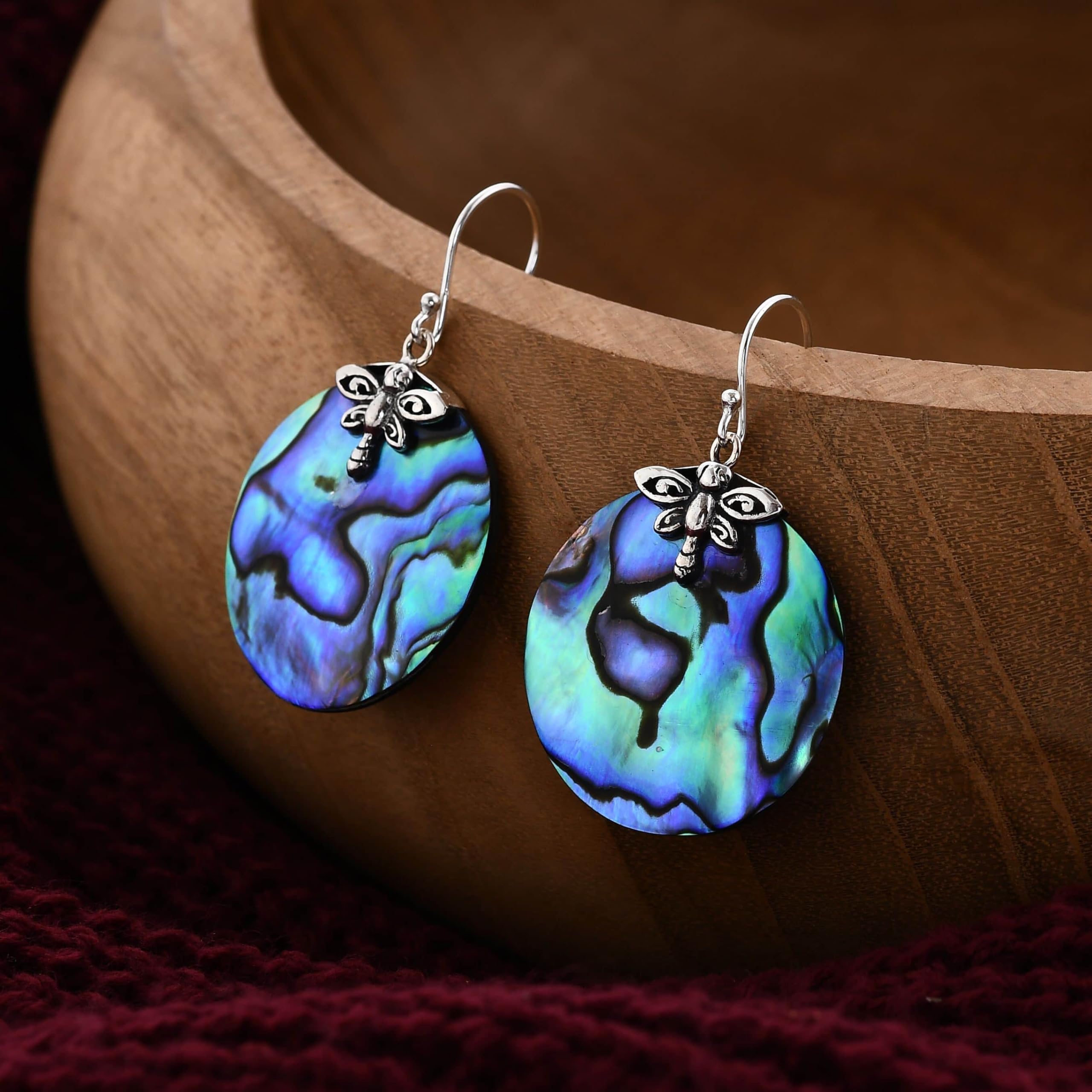 Beach Earrings for Women in 925 Sterling Silver - Unique Abalone Costume Vintage Jewelry Birthday Gifts Birthday Christmas Gifts - Image 2