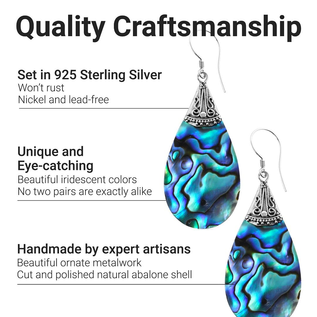 Beach Jewelry for Women in 925 Sterling Silver - Funky Colorful Abalone Shell Beautiful Jewelry Birthday Christmas Gifts for Her - Image 3