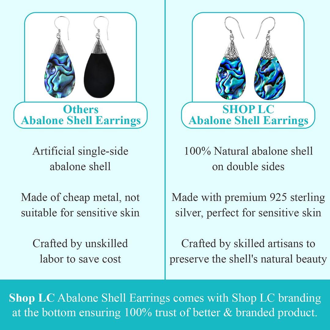 Beach Jewelry for Women in 925 Sterling Silver - Funky Colorful Abalone Shell Beautiful Jewelry Birthday Christmas Gifts for Her - Image 4