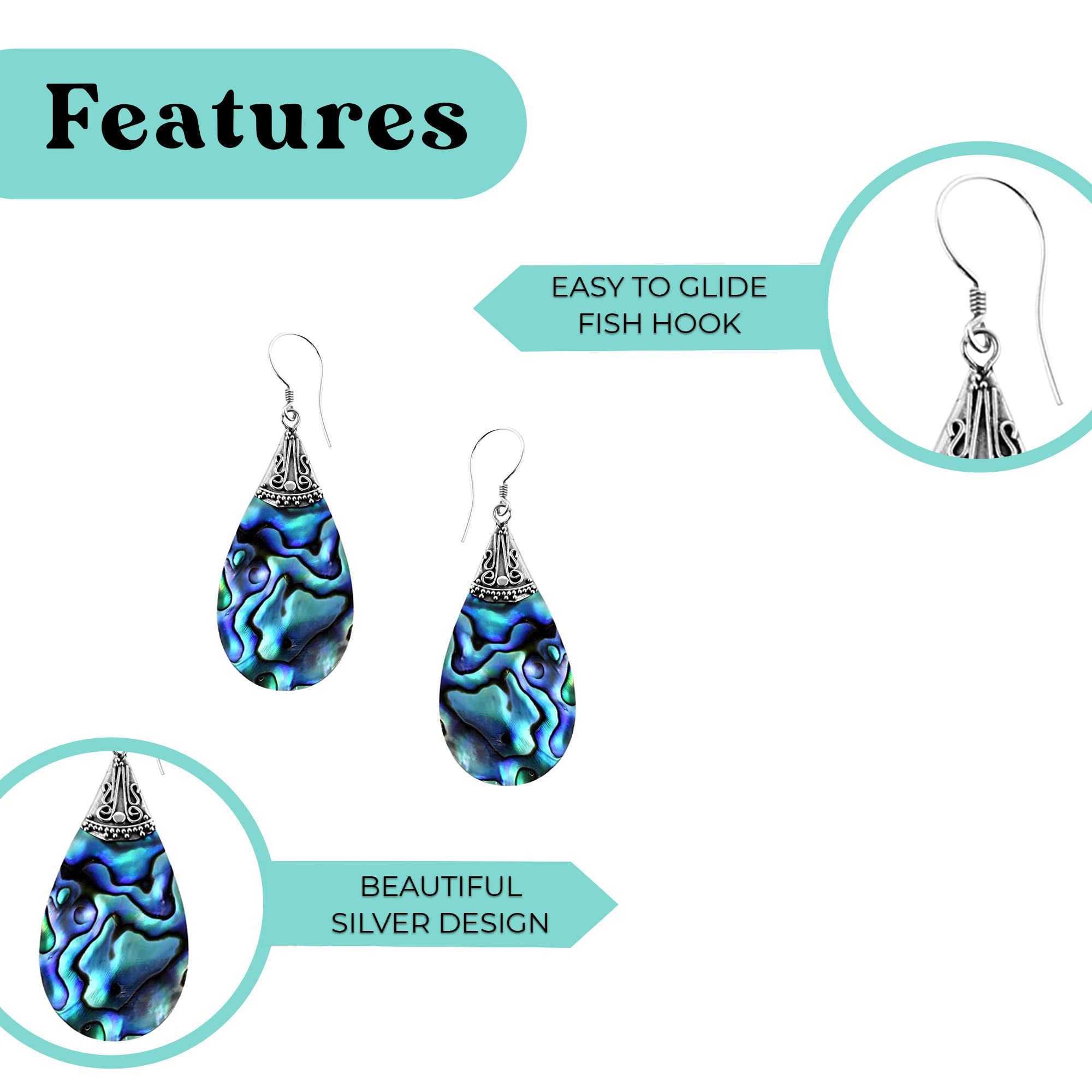 Beach Jewelry for Women in 925 Sterling Silver - Funky Colorful Abalone Shell Beautiful Jewelry Birthday Christmas Gifts for Her - Image 5