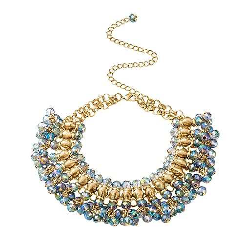 Bib Choker Statement Necklace for Women (Blue/ Purple/ Champagne/ Peacock) - Choker Necklace Costume Cute Women Necklaces Her Statement Jewelry Anniversary - Birthday Christmas Gifts for Women - Image 5