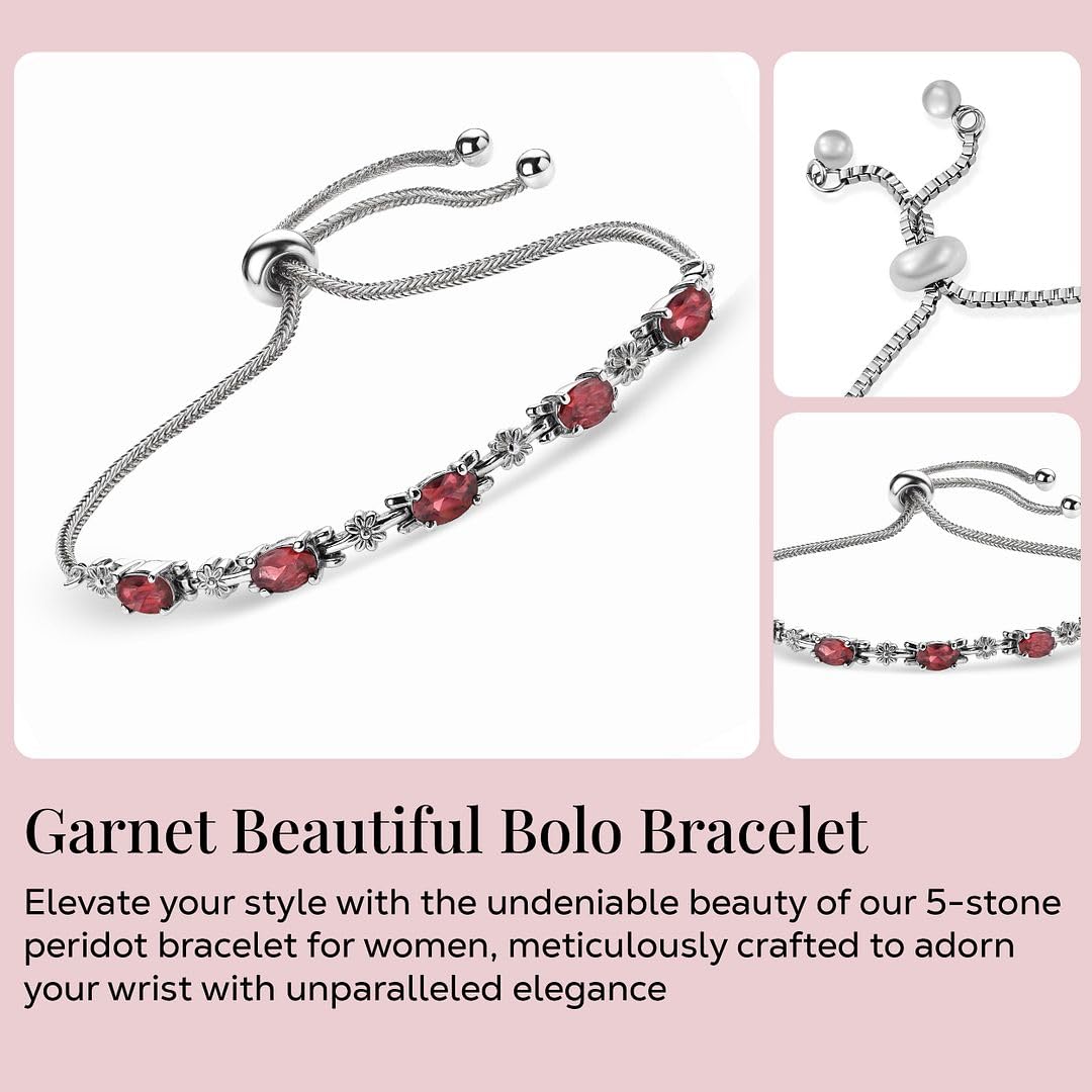 Birthstone Bracelets for Women - Charm Bolo Bracelet Adjustable Stylish - Engagement Anniversary Wedding Cute Sparkling Jewelry - Promise Gemstone Jewelry - Birthday Christmas Gifts for Womens - Image 3