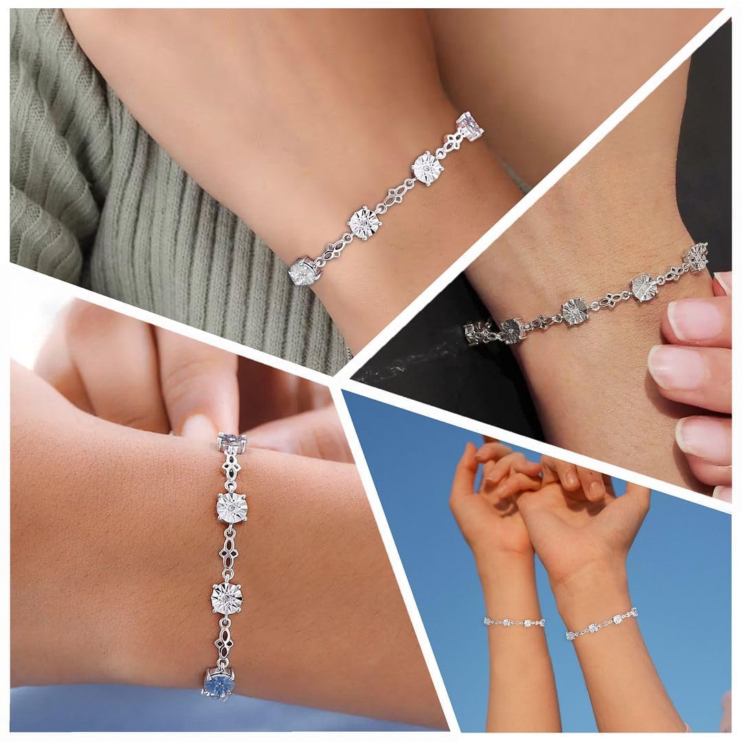 Birthstone Bracelets for Women - Charm Bolo Bracelet Adjustable Stylish - Engagement Anniversary Wedding Cute Sparkling Jewelry - Promise Gemstone Jewelry - Birthday Christmas Gifts for Womens - Image 2