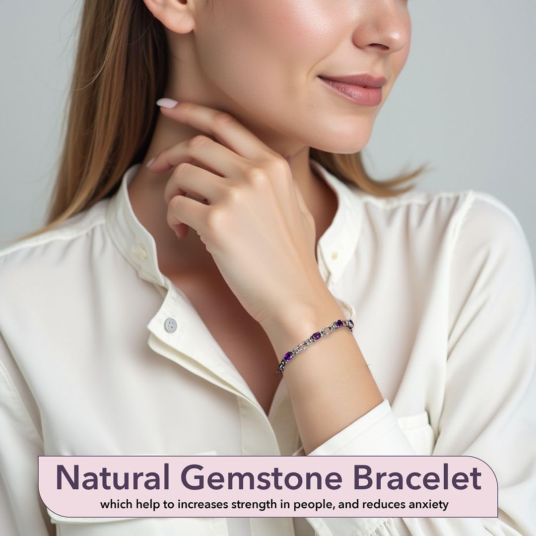 Birthstone Bracelets for Women - Charm Bracelet Adjustable Engagement Anniversary Wedding Promise Gemstone Stainless Steel Jewelry Birthday Christmas Gifts for Womens - 7.5 Inches - Image 4