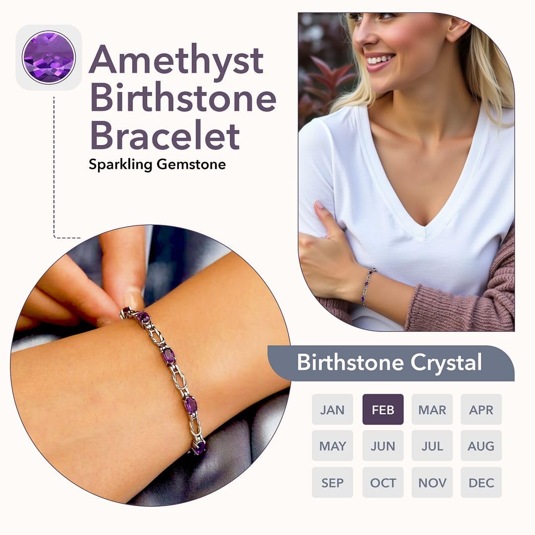 Birthstone Bracelets for Women - Charm Bracelet Adjustable Engagement Anniversary Wedding Promise Gemstone Stainless Steel Jewelry Birthday Christmas Gifts for Womens - 7.5 Inches - Image 5