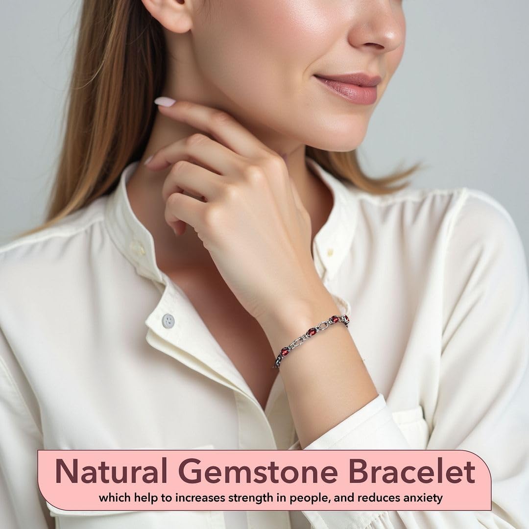 Birthstone Bracelets for Women - Charm Bracelet Adjustable Engagement Anniversary Wedding Promise Gemstone Stainless Steel Jewelry Birthday Christmas Gifts for Womens - 7.5 Inches - Image 4
