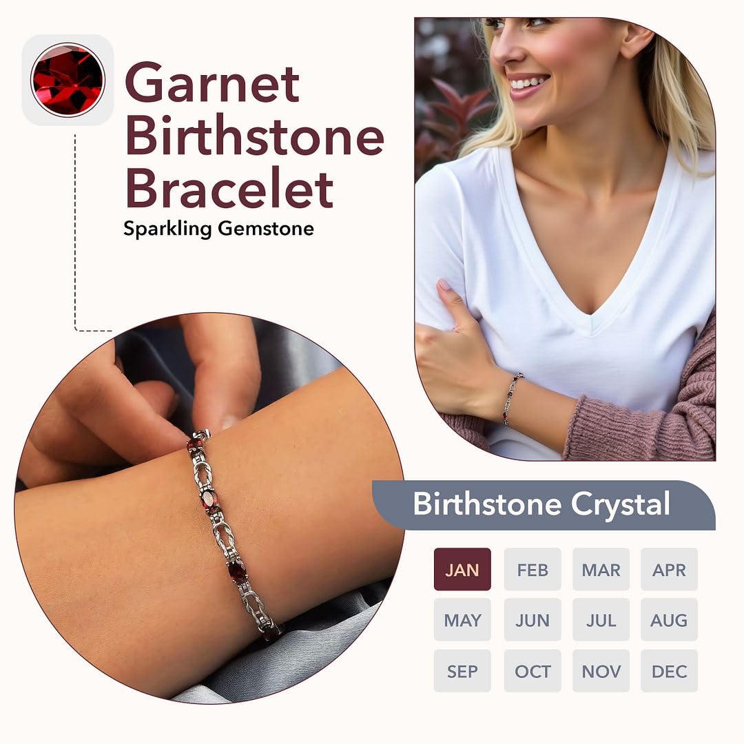 Birthstone Bracelets for Women - Charm Bracelet Adjustable Engagement Anniversary Wedding Promise Gemstone Stainless Steel Jewelry Birthday Christmas Gifts for Womens - 7.5 Inches - Image 5