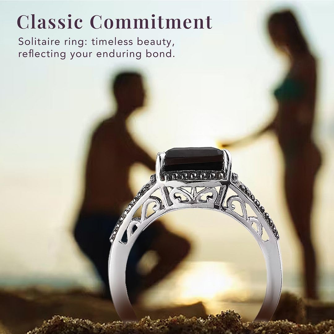 Birthstone Rings for Women Sterling Silver 925 with Platinum Plated - Daughters Mothers Engagement Promise Rings for Her - Gemstone Statement Jewelry - Cute Statement Gifts for Womens - Image 3