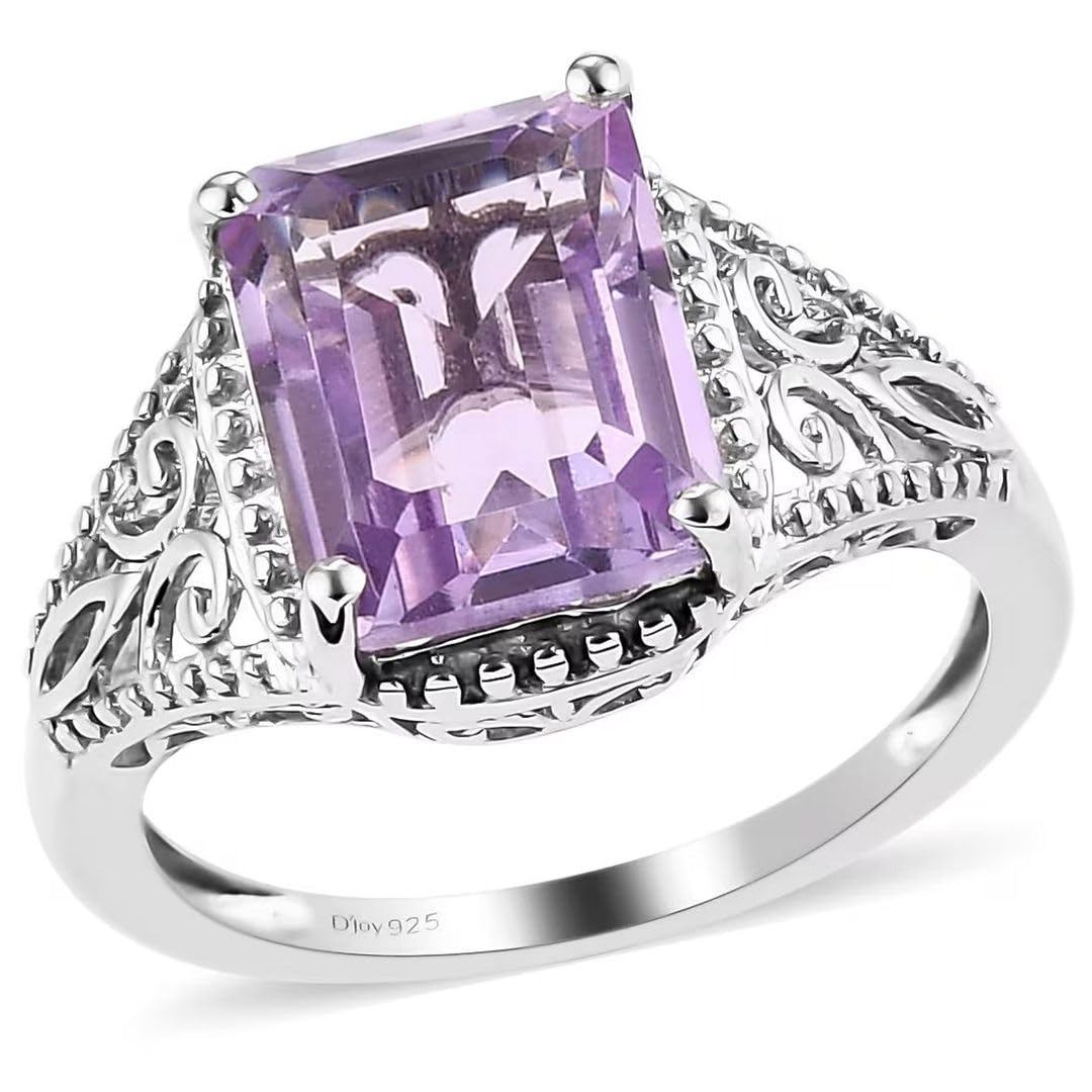 Birthstone Rings for Women Sterling Silver 925 with Platinum Plated - Daughters Mothers Engagement Promise Rings for Her - Gemstone Statement Jewelry - Cute Statement Gifts for Womens