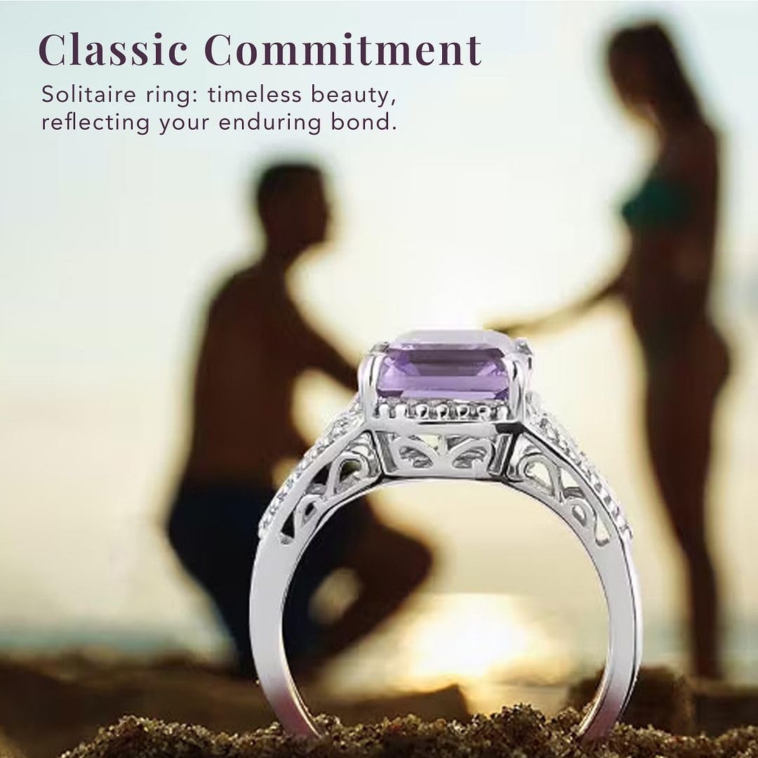 Birthstone Rings for Women Sterling Silver 925 with Platinum Plated - Daughters Mothers Engagement Promise Rings for Her - Gemstone Statement Jewelry - Cute Statement Gifts for Womens - Image 3