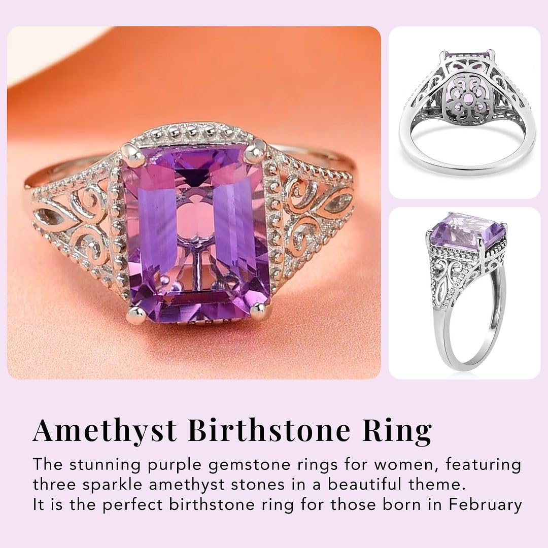 Birthstone Rings for Women Sterling Silver 925 with Platinum Plated - Daughters Mothers Engagement Promise Rings for Her - Gemstone Statement Jewelry - Cute Statement Gifts for Womens - Image 4