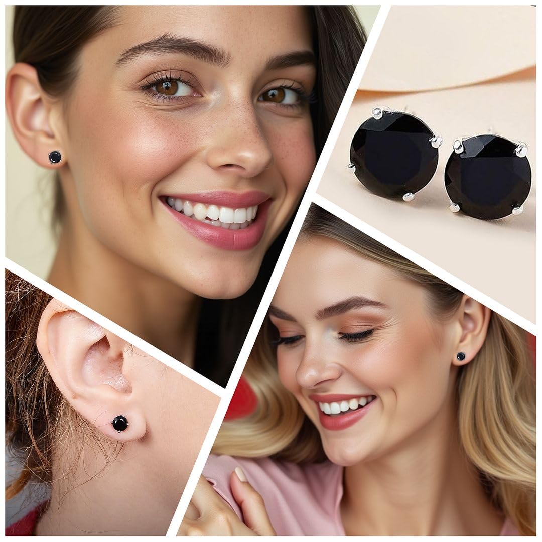 Birthstone Stud Earrings for Women 925 Sterling Silver Gemstone Jewelry Anniversary Birthday Christmas Gifts for Women - Image 2