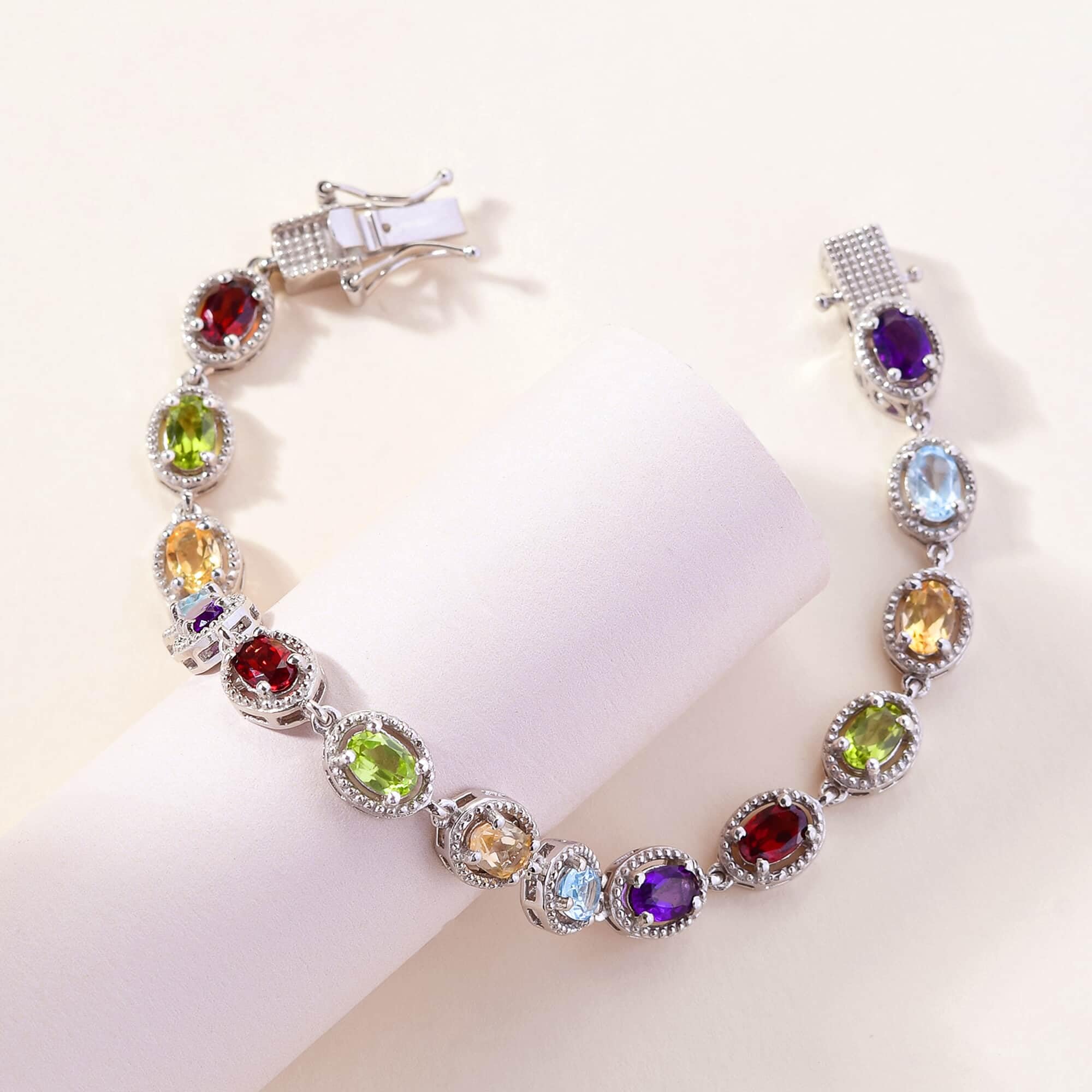 Birthstone Tennis Bracelets for Women - Friendship Bracelets in 925 Sterling Silver Platinum Plated - Cute Fashion Gemstone Jewelry Birthday Christmas Gifts for Her 6.5 - 7.25 Inch - Image 3