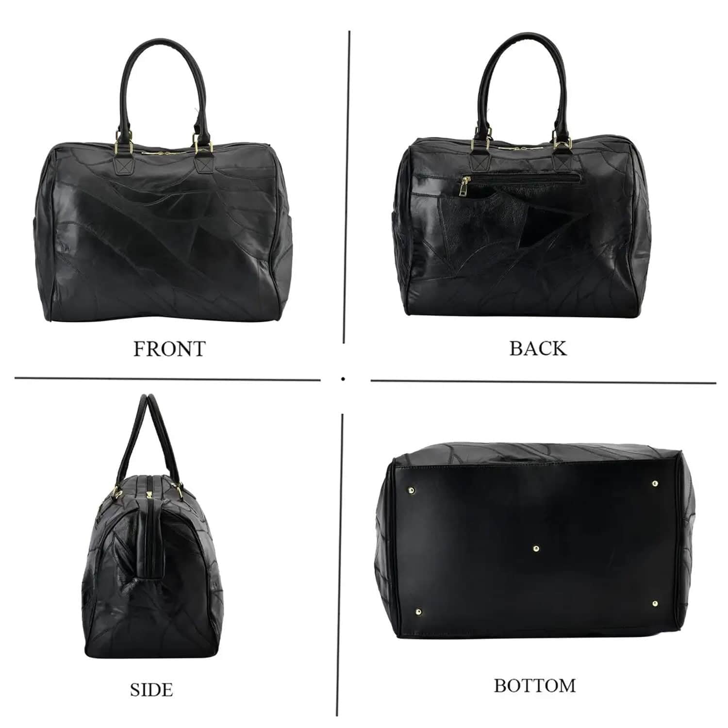 Black Color Sheepskin Leather Travel Bag with Handle Drop and Shoulder Strap Birthday Christmas Gifts - Image 6