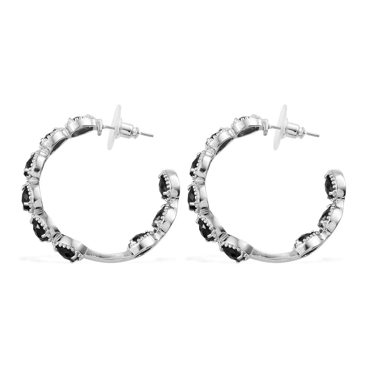 Black Onyx Inside Out Half Hoop Earrings Stainless Steel for Women Jewelry Birthday Christmas Gifts for Women - Image 6