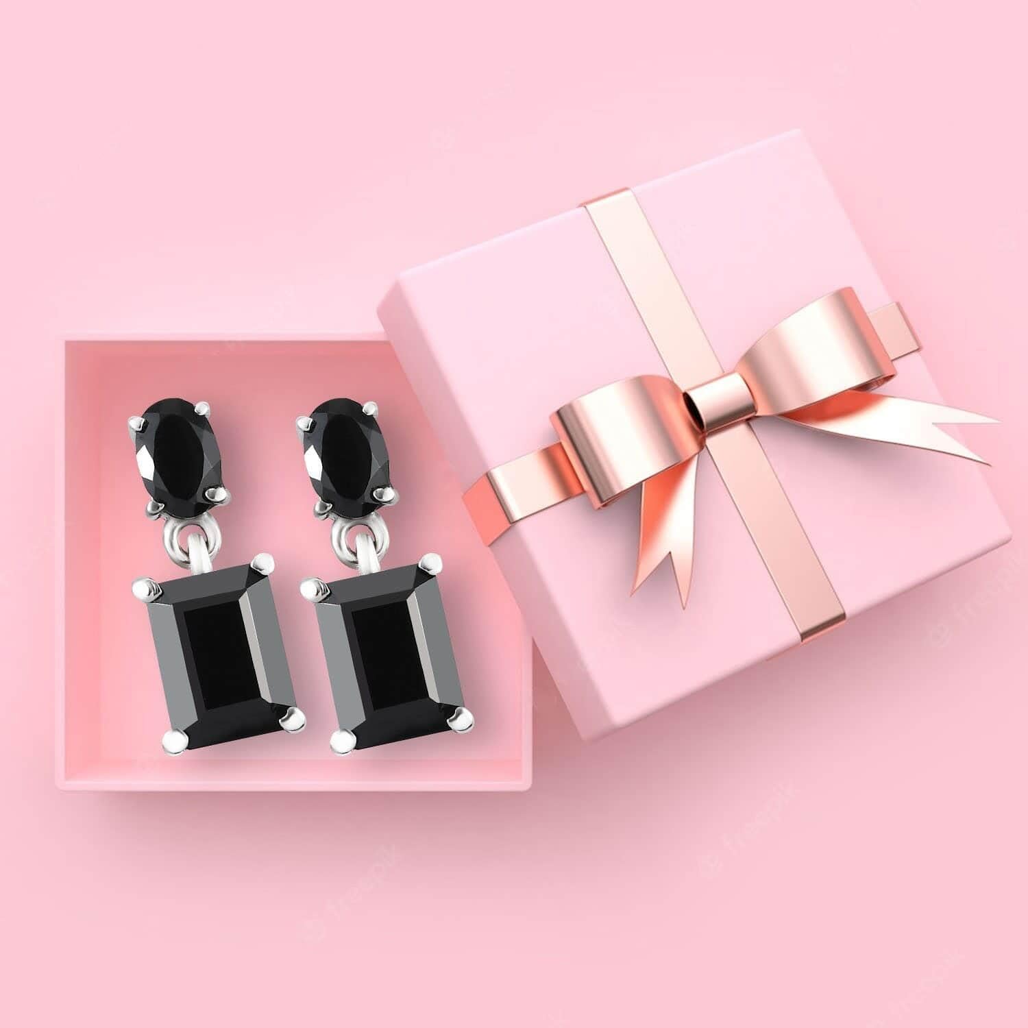 Black Spinel Earrings Studs - Gemstone Dangle Drop Earrings for Women - Stainless Steel Birthstone Jewelry Birthday Christmas Gifts for Her - Image 3