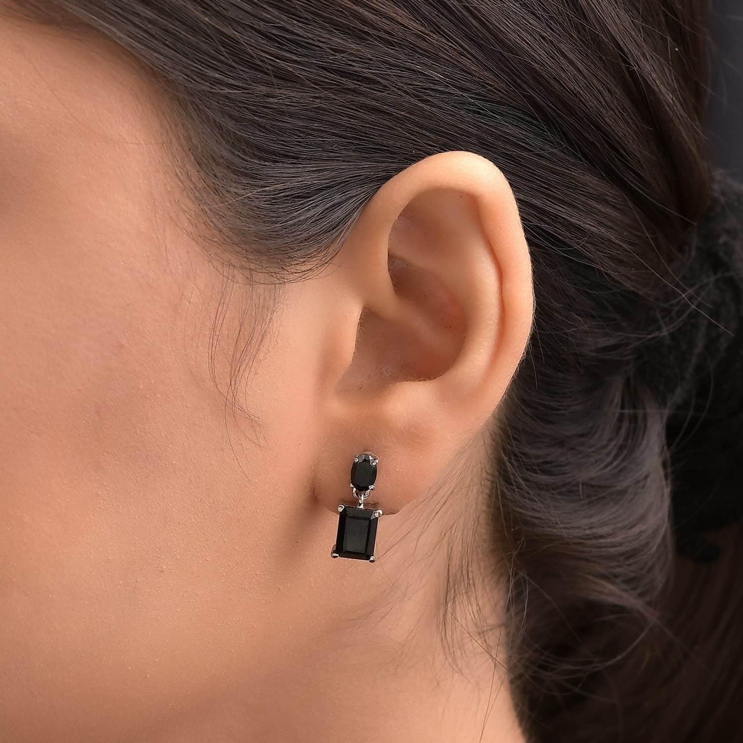 Black Spinel Earrings Studs - Gemstone Dangle Drop Earrings for Women - Stainless Steel Birthstone Jewelry Birthday Christmas Gifts for Her - Image 4