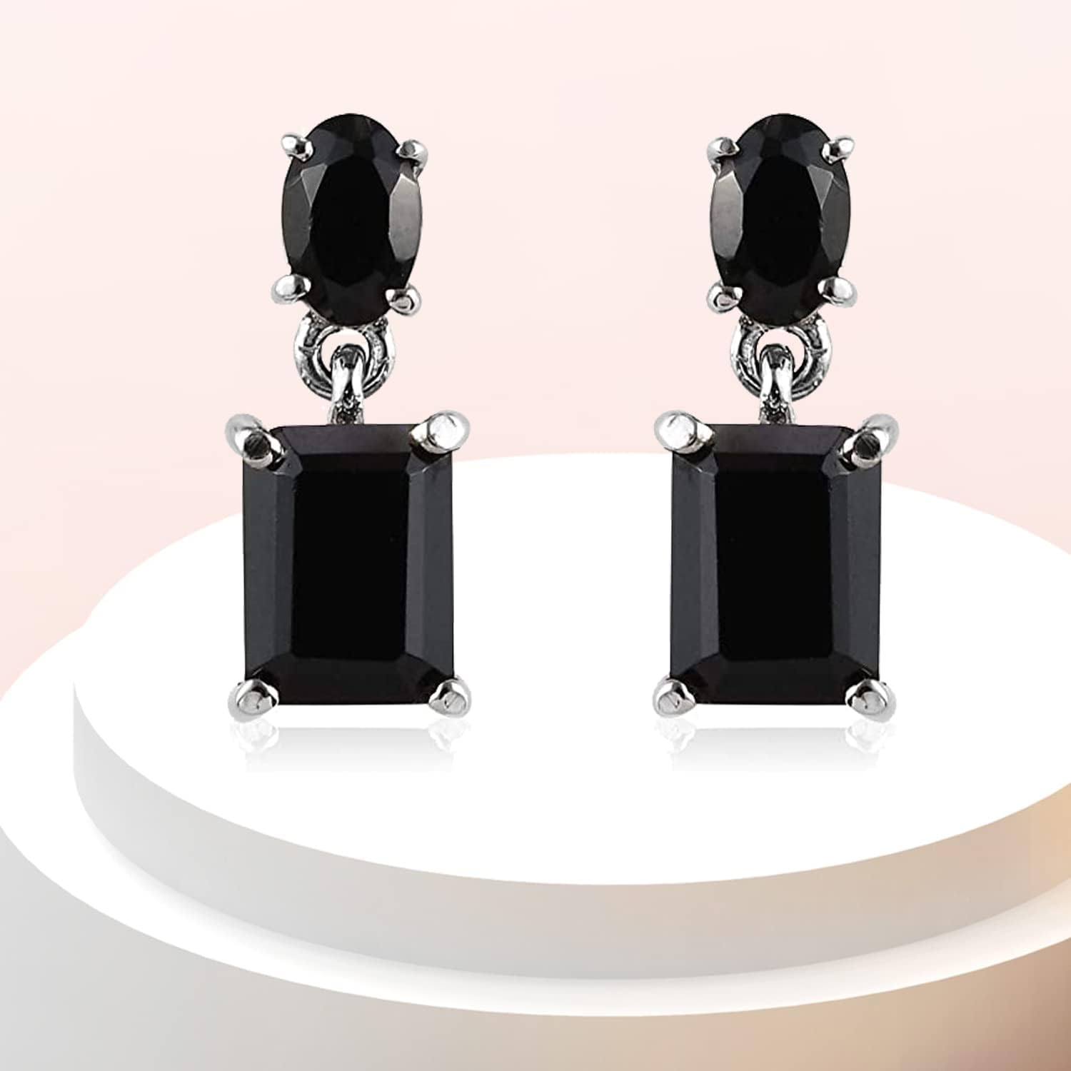 Black Spinel Earrings Studs - Gemstone Dangle Drop Earrings for Women - Stainless Steel Birthstone Jewelry Birthday Christmas Gifts for Her - Image 6
