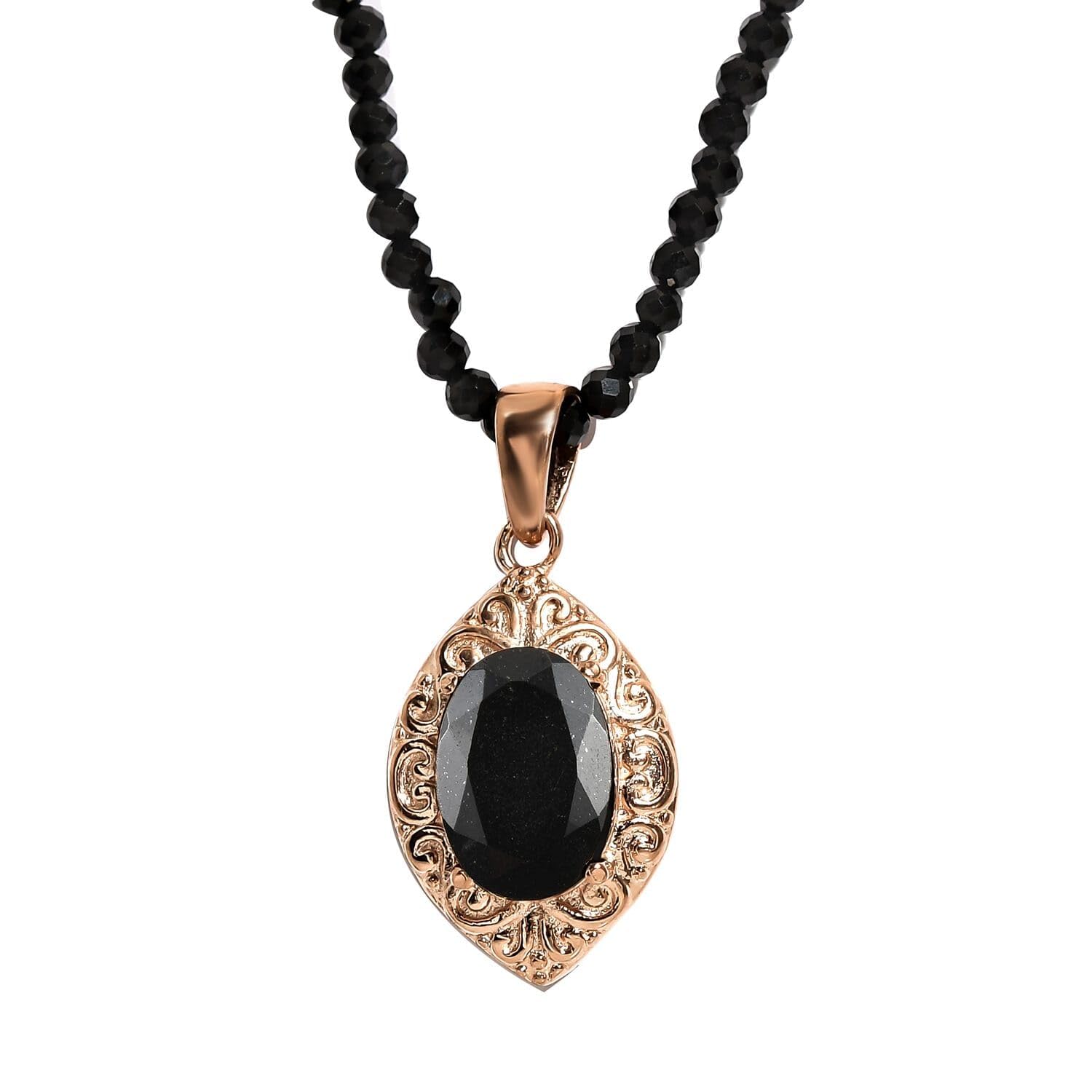 Black Tourmaline Pendant Necklace for Women - Quartzite Beads Stainless Steel Necklaces Size 20 Inches Statement Jewelry - Engagement, Wedding, Anniversary - Birthday Christmas Gifts for Women