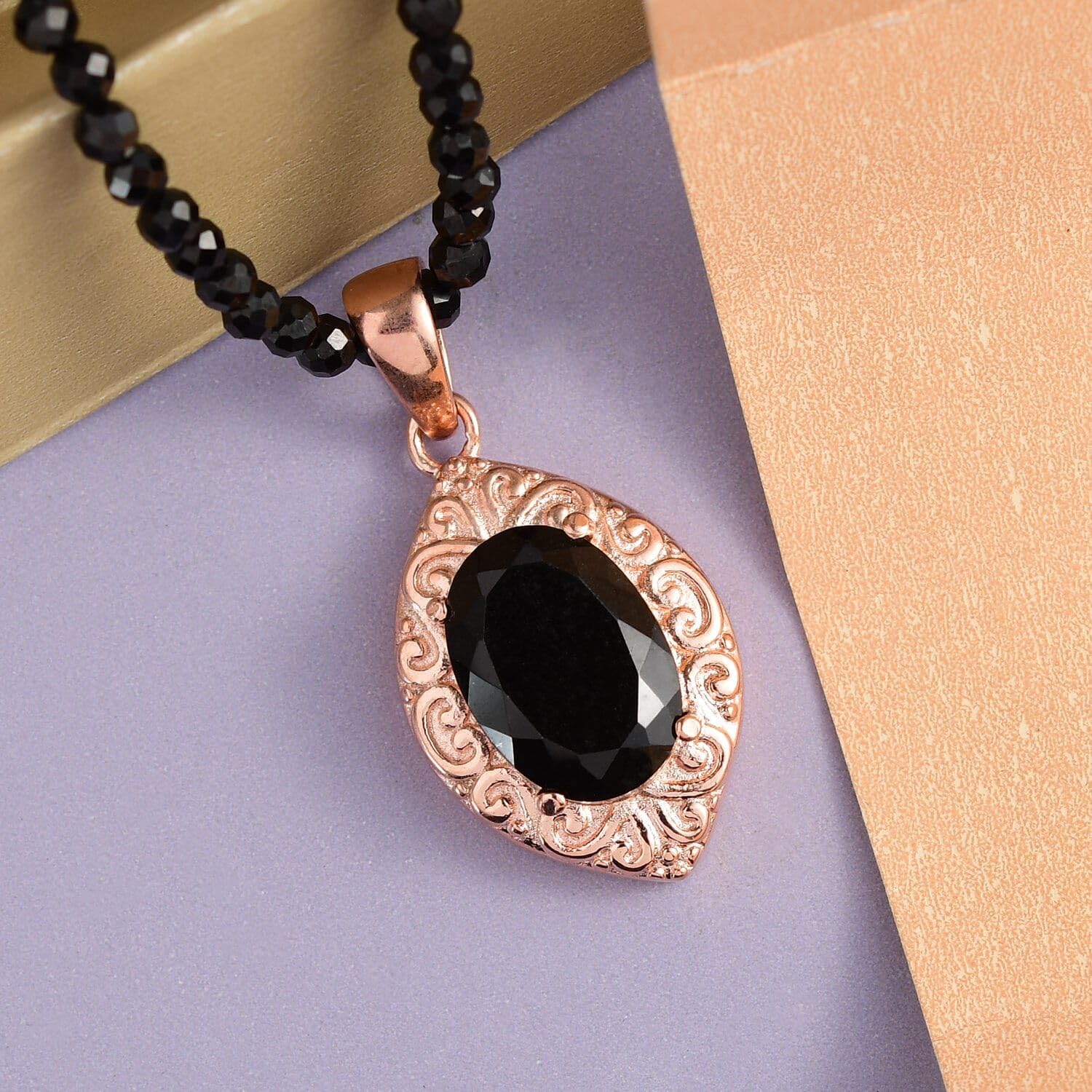 Black Tourmaline Pendant Necklace for Women - Quartzite Beads Stainless Steel Necklaces Size 20 Inches Statement Jewelry - Engagement, Wedding, Anniversary - Birthday Christmas Gifts for Women - Image 4
