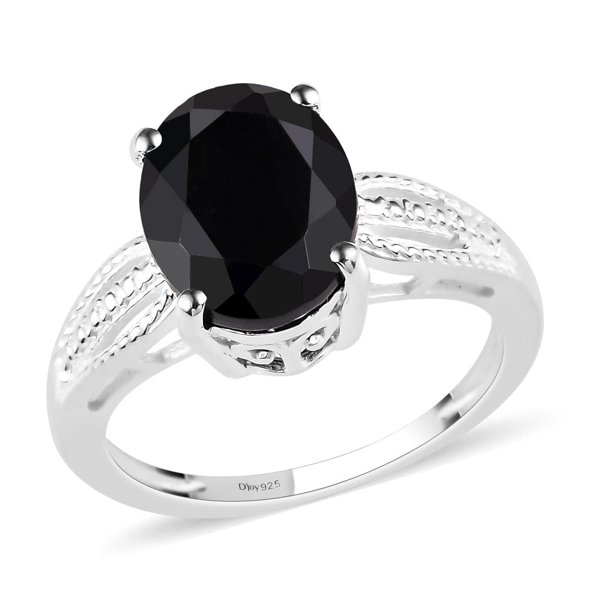 Black Tourmaline Ring 925 Sterling Silver Split Shank Vintage Statement Engagement Women Jewelry Birthday Christmas Gifts for Women